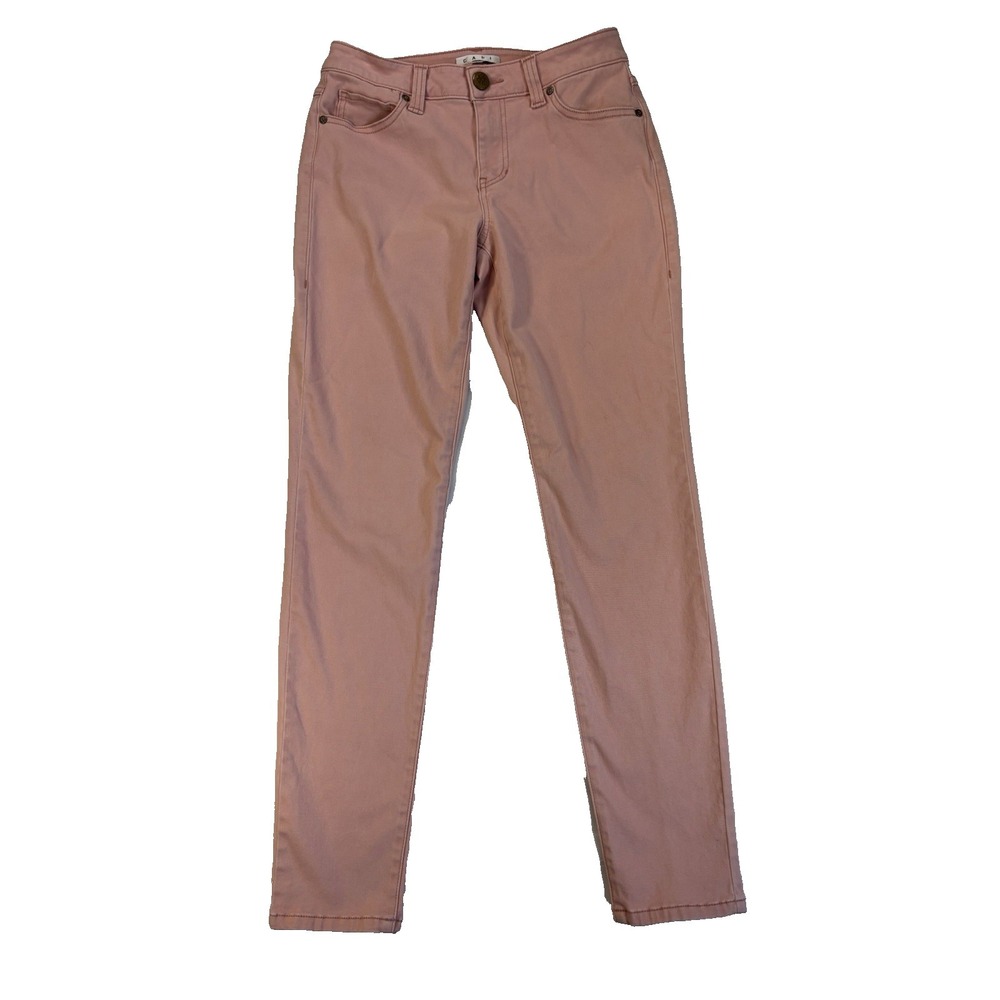 Cabi Women's 6 Pastel Pink Twill Slim Fitโ Pants Feminine Spring Coastal Resort